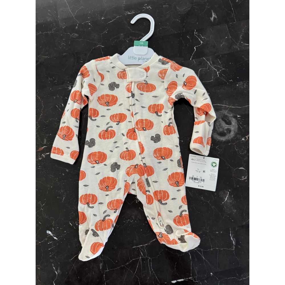 NB NWT Little Planet by Carters Baby Pumpkin & Squirrel Organic Cotton Sleeper - Picture 1 of 1